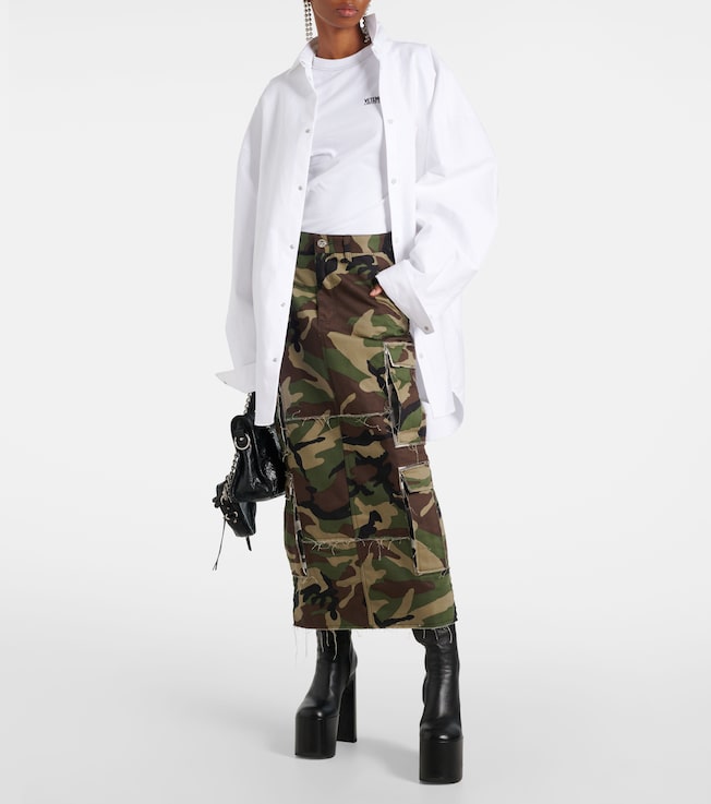 Vetements Camouflage cotton cargo midi skirt