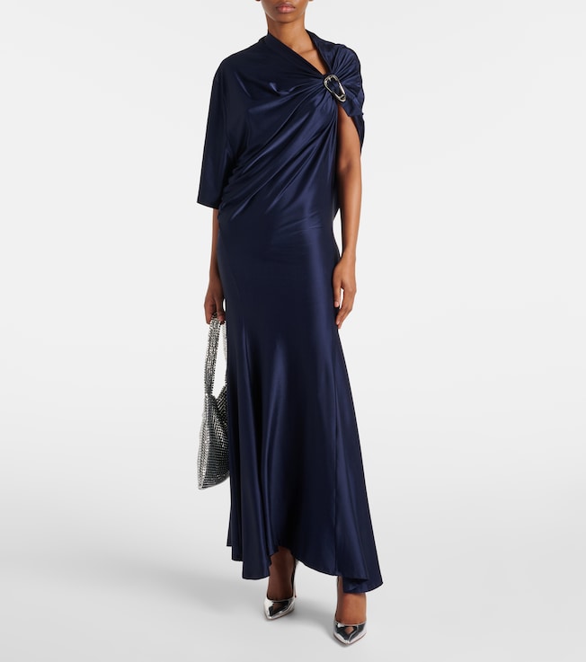 Rabanne Draped asymmetric jersey maxi dress
