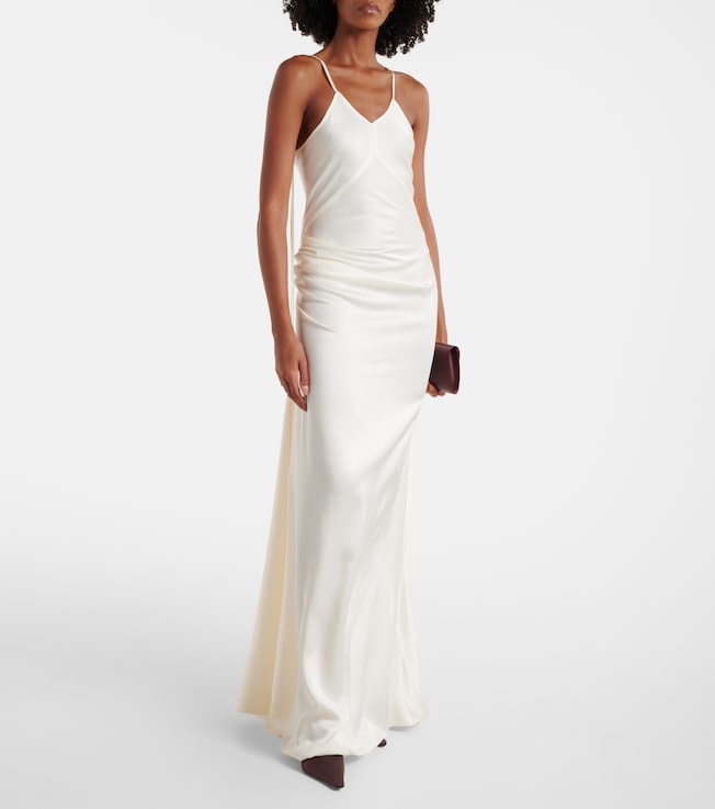 Victoria Beckham Draped crêpe satin slip dress