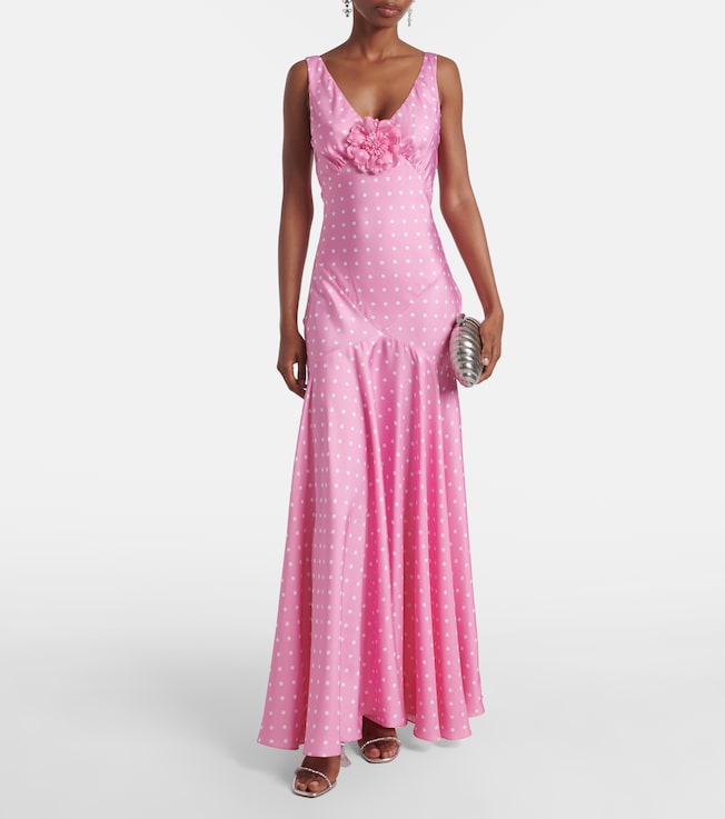 Rodarte Floral-appliqué silk twill gown