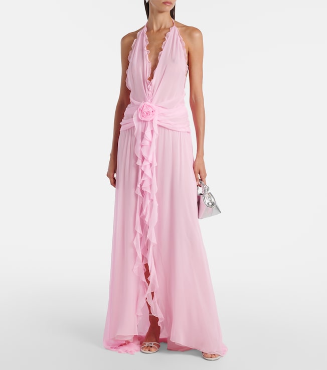 Blumarine Ruffled silk georgette maxi dress