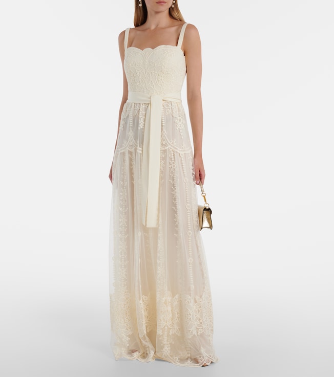 Elie Saab Embroidered tulle bustier gown