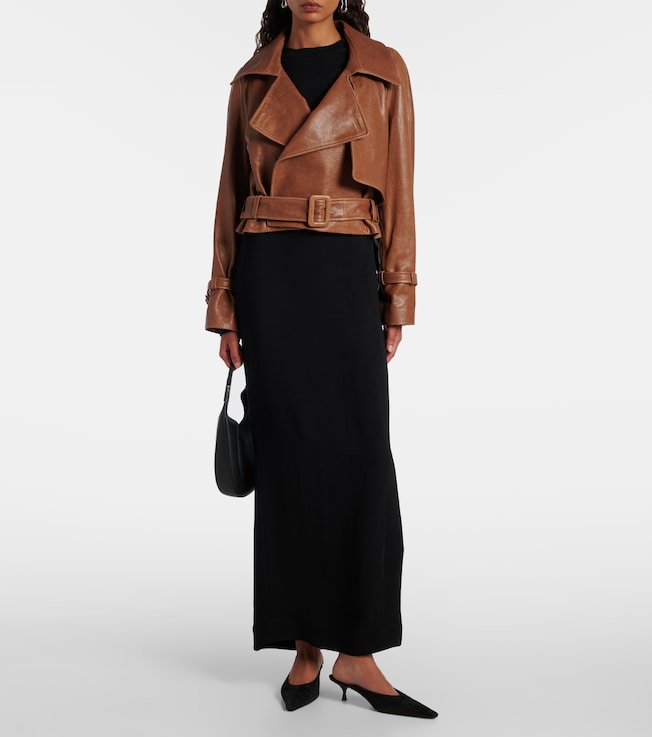 NOUR HAMMOUR Hatti cropped leather biker jacket