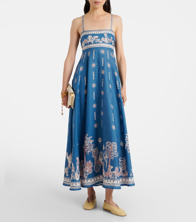 Alémais Acacia printed linen maxi dress