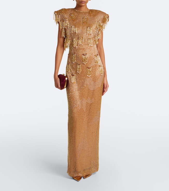 Rachel Gilbert Lani caped beaded gown