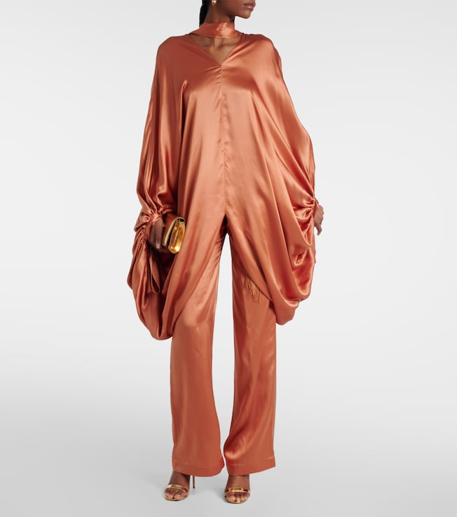 Taller Marmo Verdi silk satin wide-leg pants