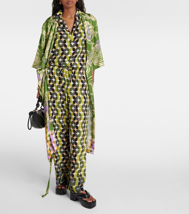 Dries Van Noten Printed high-rise crêpe wide-leg pants