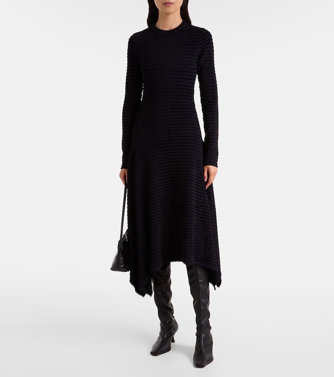 Proenza Schouler Didi striped knitted asymmetric midi dress