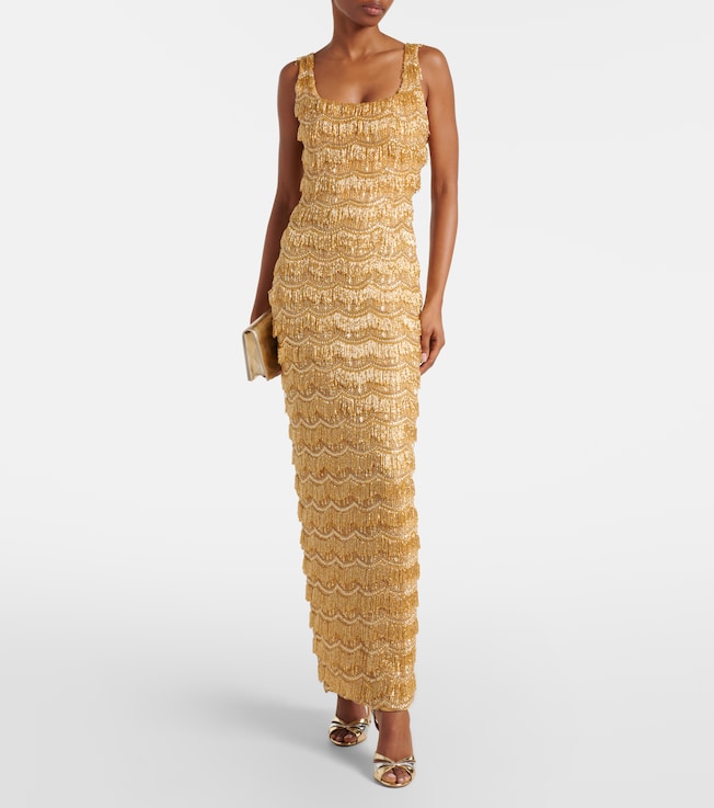 Rachel Gilbert Embellished sequined gown