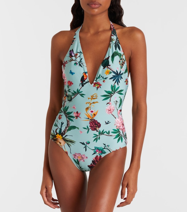 La DoubleJ Printed halterneck swimsuit