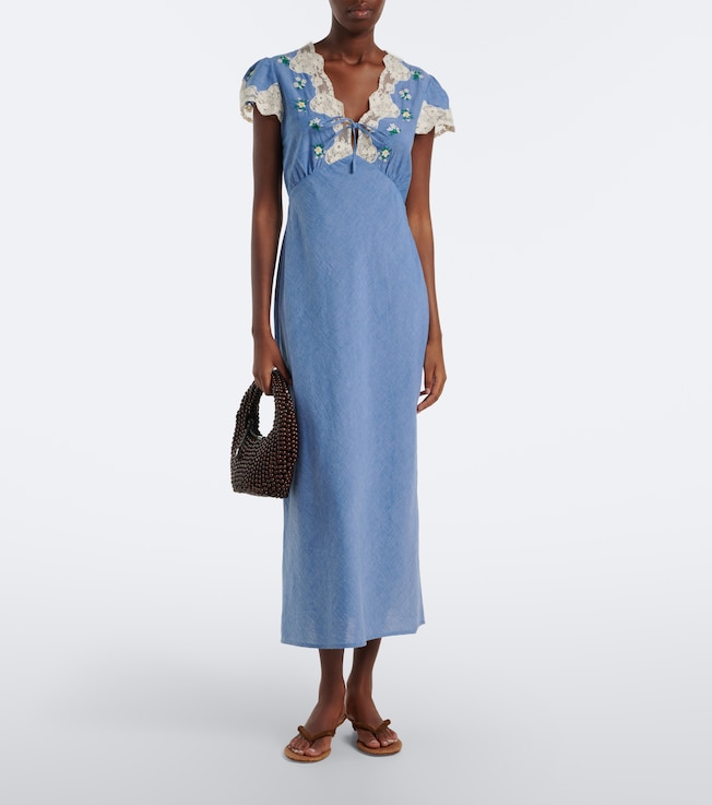 RIXO Amari embroidered cotton midi dress