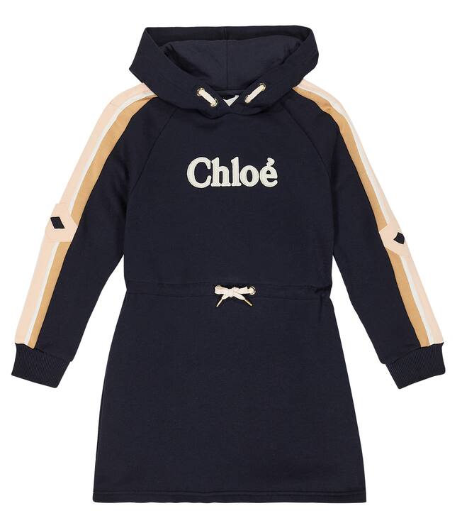 Hooded logo cotton dress | Chloé Kids