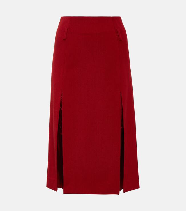 High-rise wool-blend midi skirt | Victoria Beckham