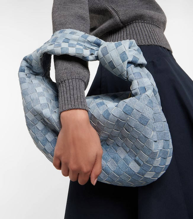 Jodie Teen denim-effect leather tote | Bottega Veneta