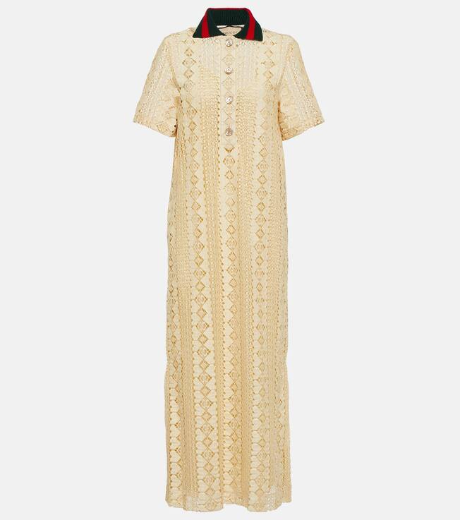 Embroidered cotton-blend maxi dress | Gucci
