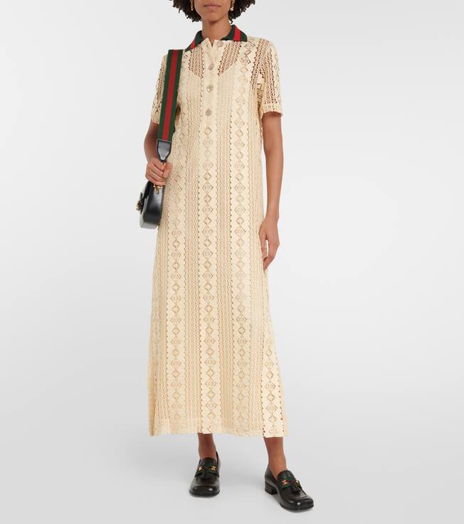 Embroidered cotton-blend maxi dress | Gucci