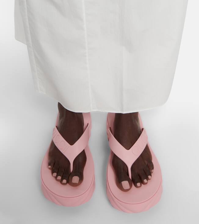 Logo rubber platform thong sandals | Gucci