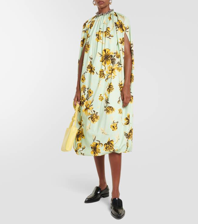 Robe cape midi à fleurs | Jil Sander