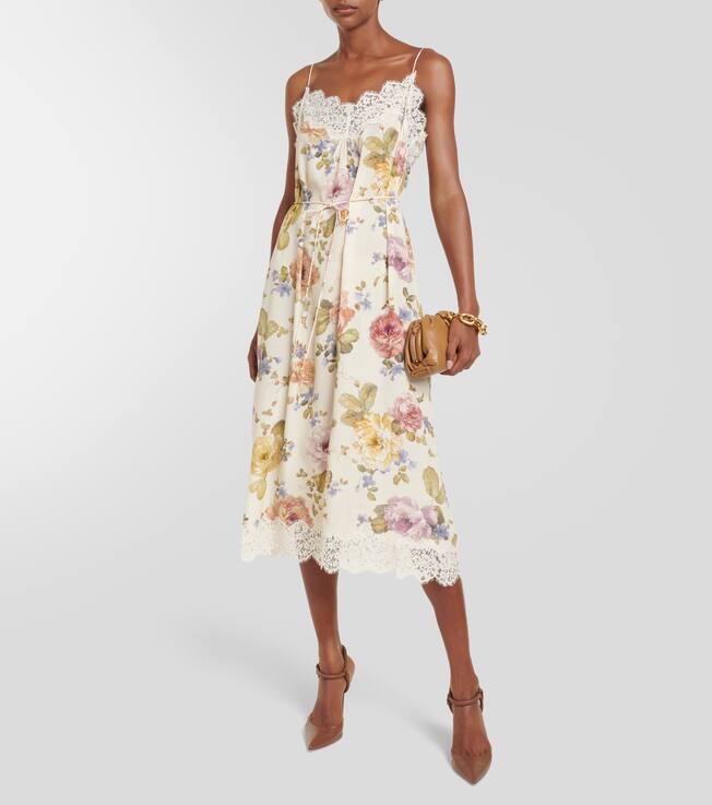 Robe midi à fleurs en dentelle | Zimmermann