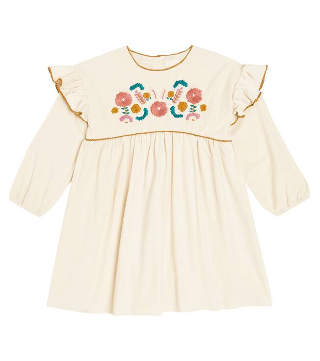 Robe Illia brodée en velours côtelé | Louise Misha